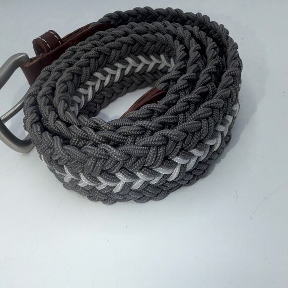 VINEYARD VINES Grey and White Braided Bungee Belt-Size 34 - Picture 2 of 6